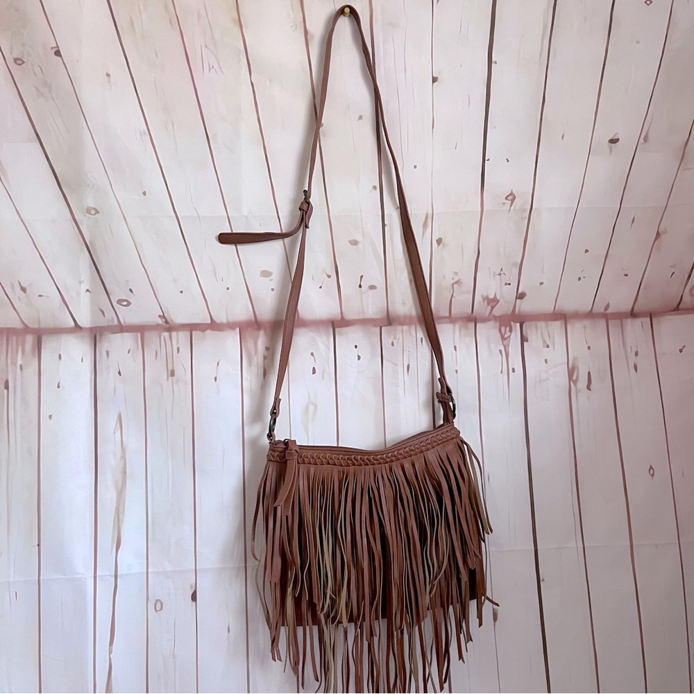 Fringe Tan Crossbody Bag